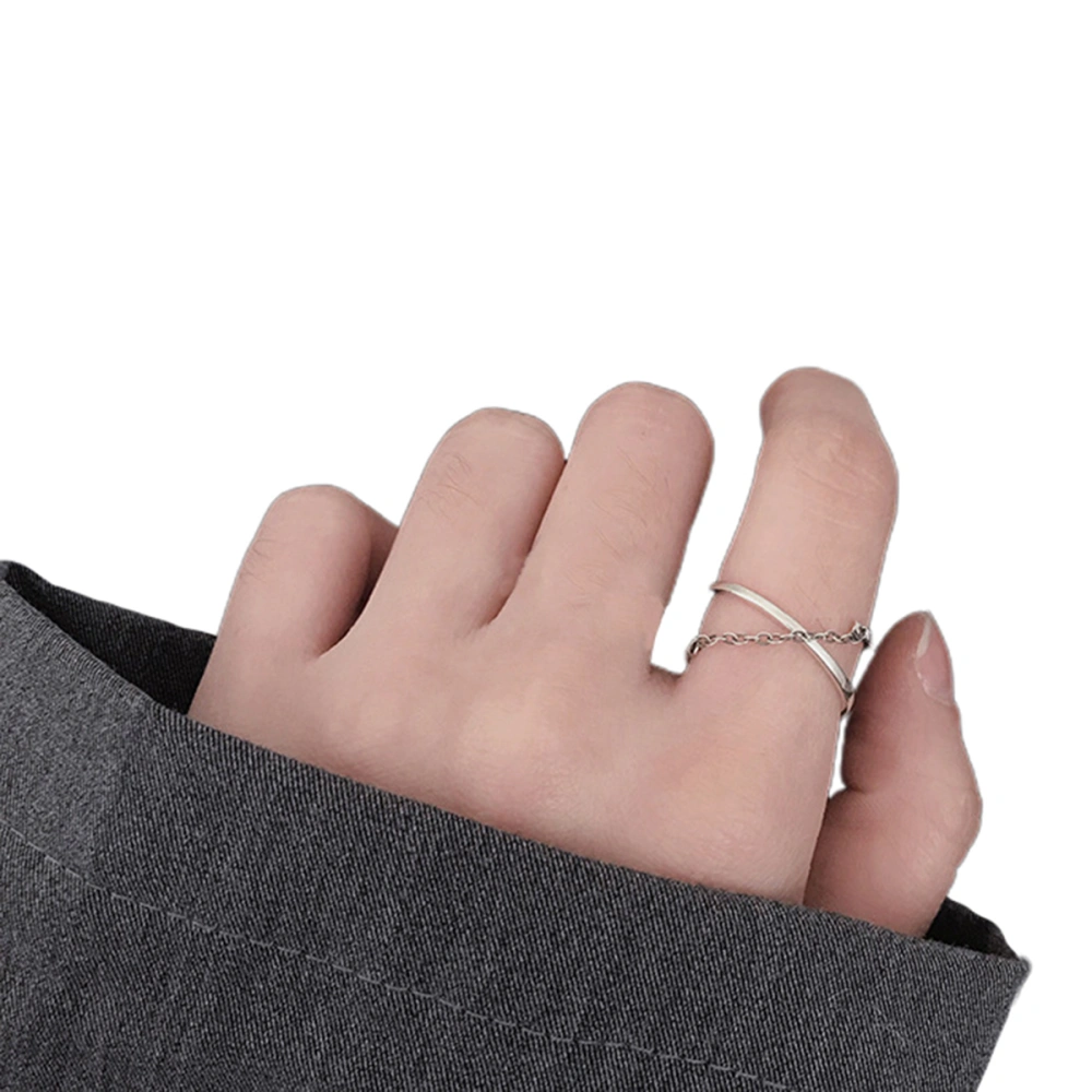 Vintage Minimalist Chain Fashion Ring S925 Sterling Silver Finger Ring for Men Women (Adjustable)