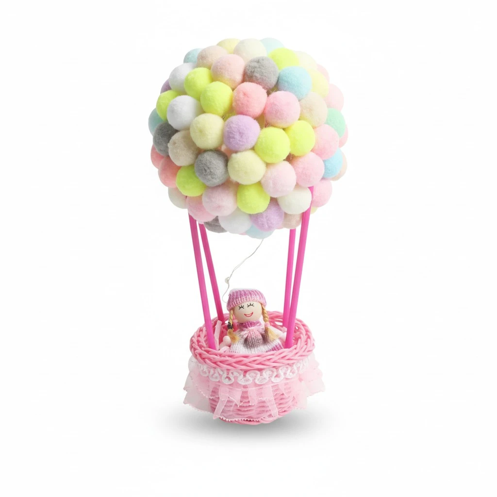 DIY Night Light Adorable Air Balloon Lamp Decoration Light Romantic Ornament for Wedding Decoration (Pink)