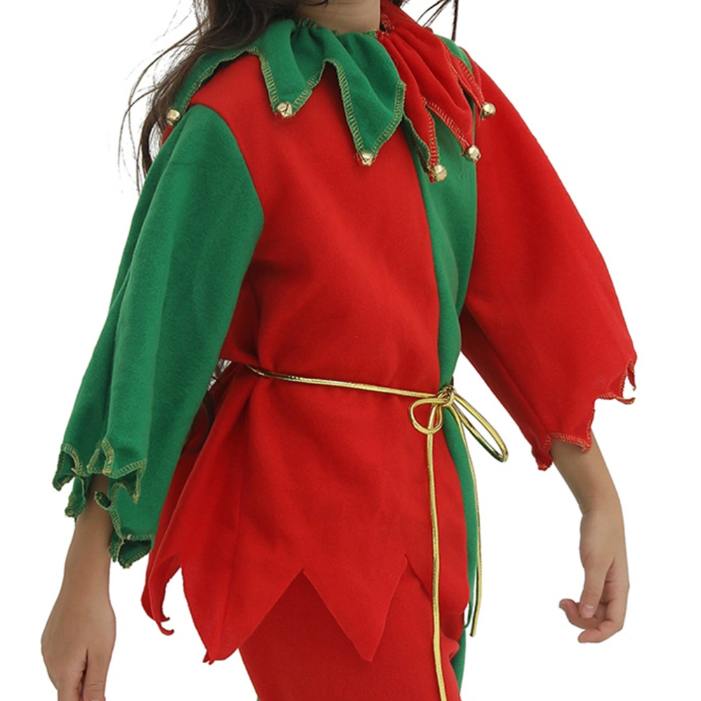 Christmas Cosplay Costume Elf Shaped Outfit Kids Festival Stage Clothes for Show Performance Size L