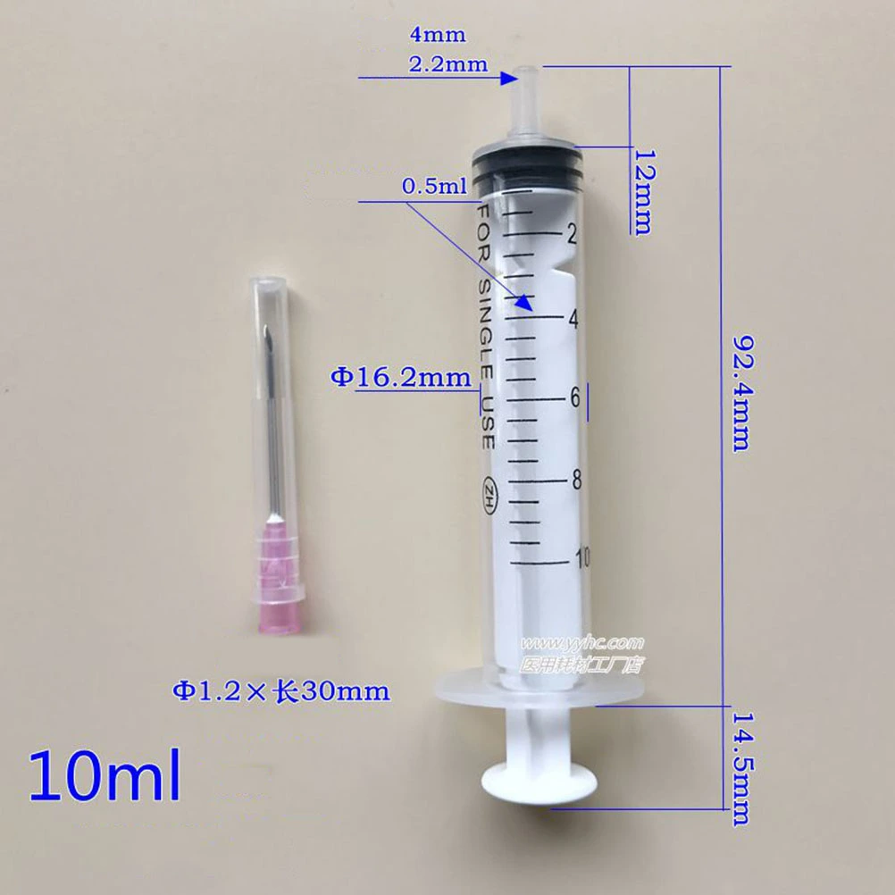 9pcs 1ml, 2ml and 10ml Disposable  Plastic Injector With Needle for Scientific Labs, Dispensing and Multiple Uses