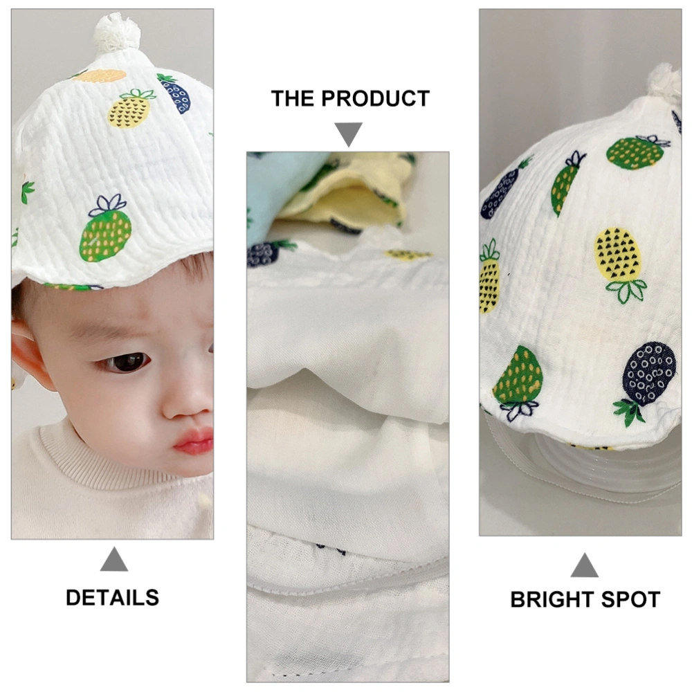 1pc Pineapple Prints Bucket Hat Kids Anti-UV Fisherman Hat Cotton Baby