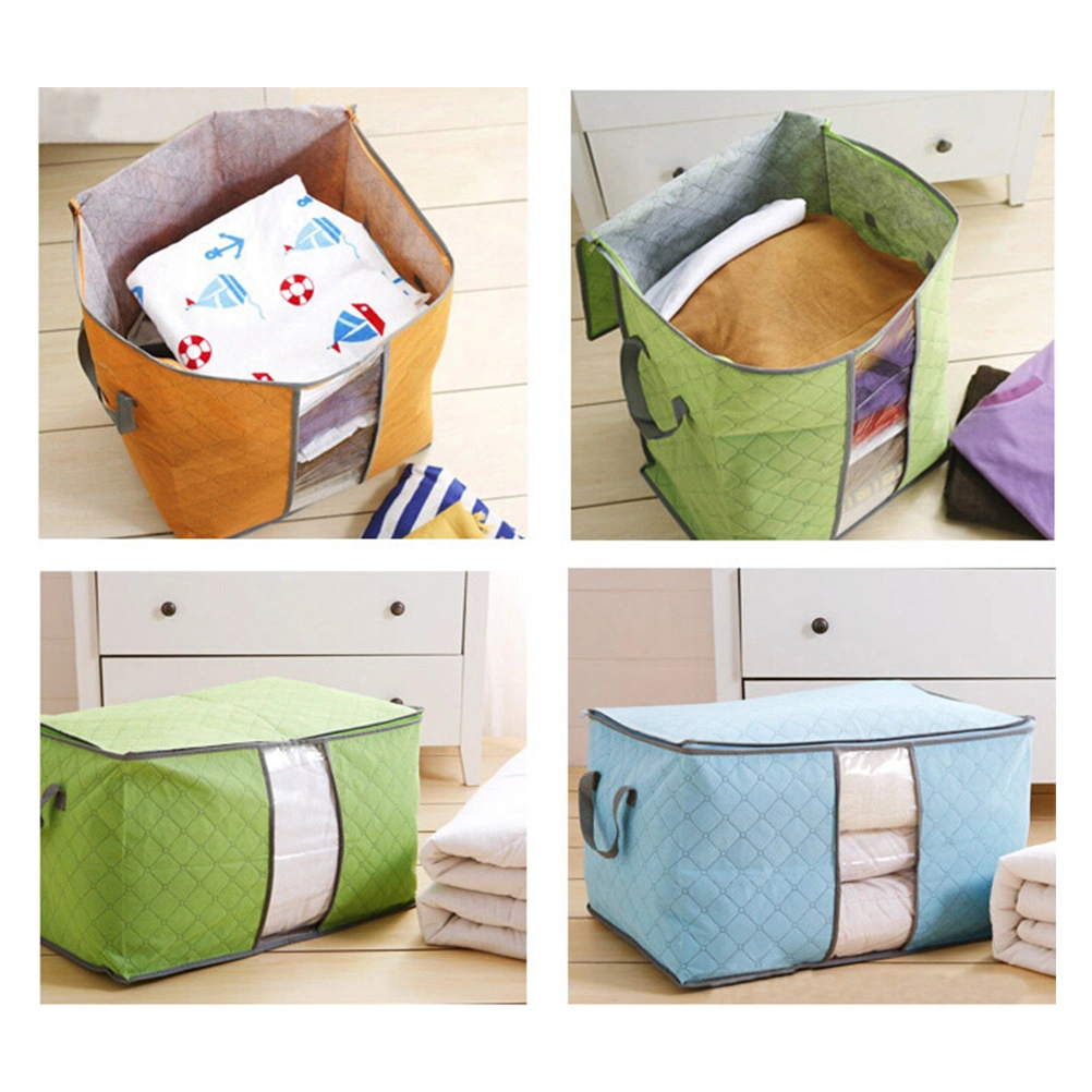 Large Pillow Box Foldable Clothes Blanket Underbed Storage Bag Container Organizer Compact Space Saver (Orange)