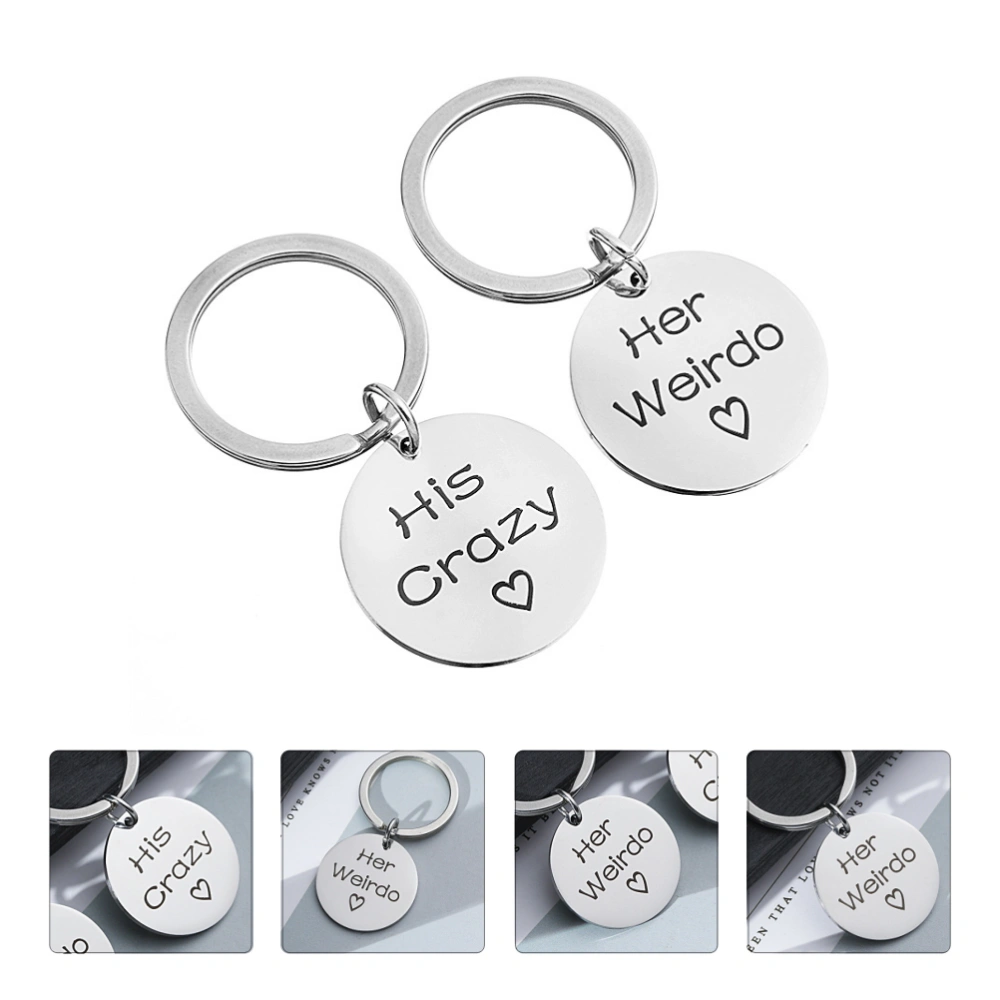 2pcs Valentine's Day Key Chains Creative Stainless Steel Key Rings Bag Pendants