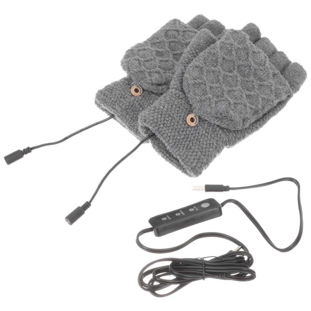 1 Pair of USB Electric Heating Mitts Skiing Warm Gloves Adjustable Thermal Mitts Smart Thermal Gloves