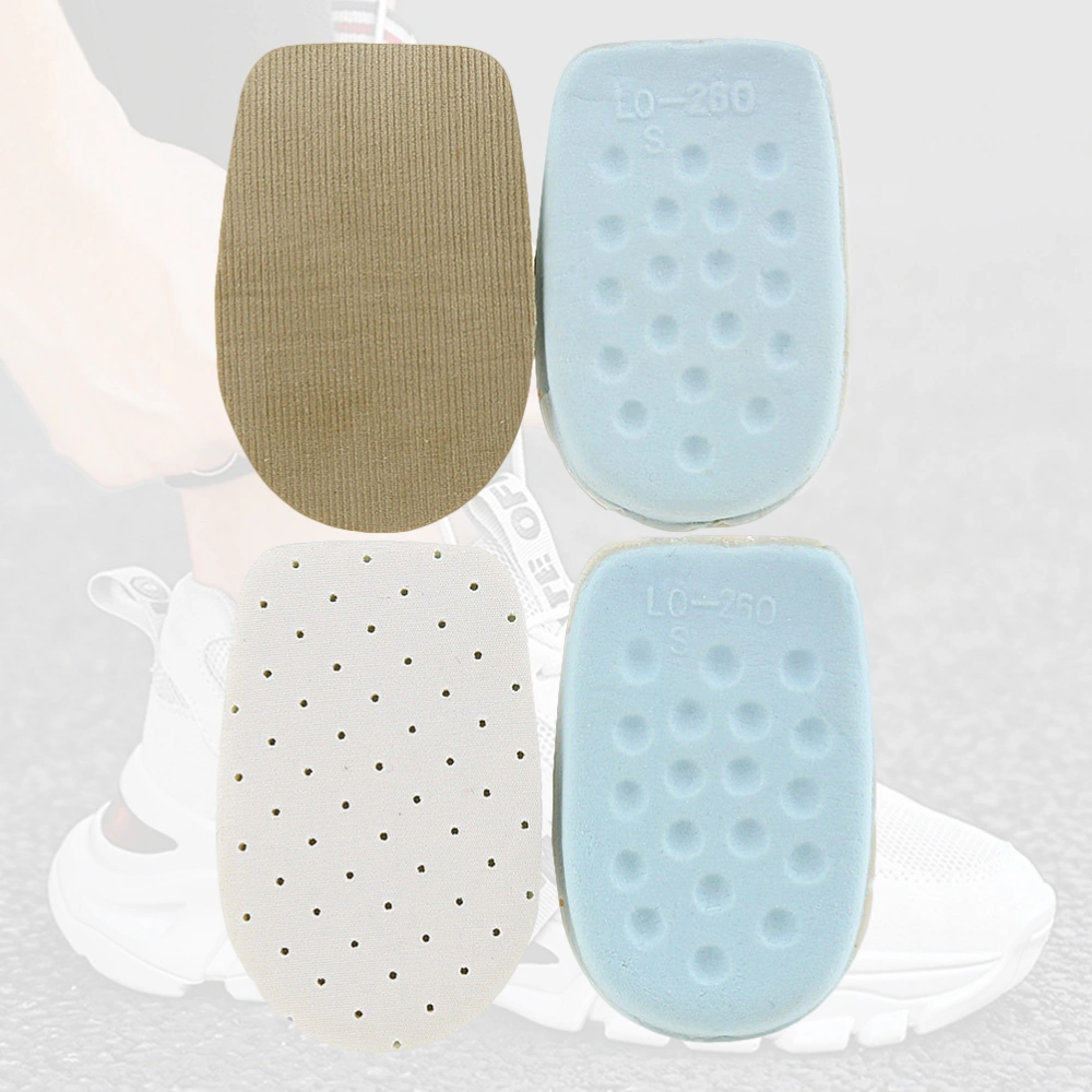 2 Pairs Latex Silicone Comfortable Inner Heightening Shoe Pad Absorption Insole for Shoes (Khaki without Holes + White Hole L)