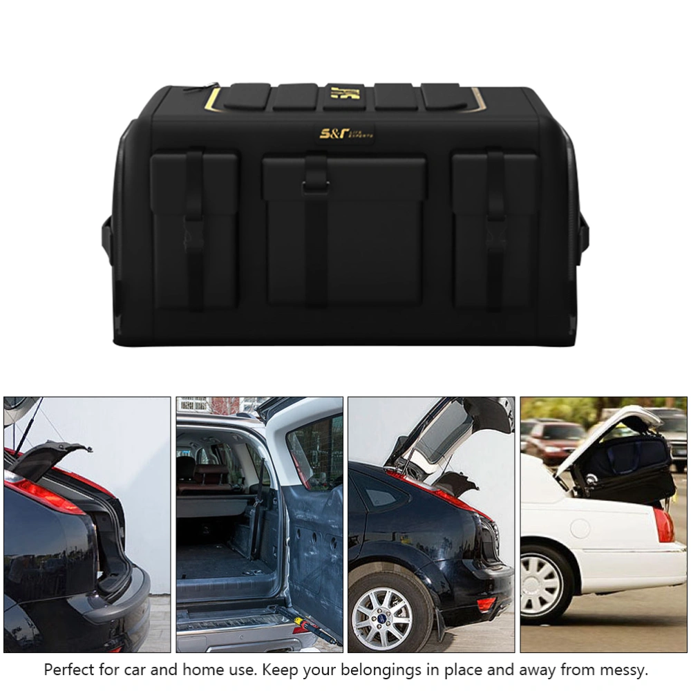 Car Trunk Storage Organizer Collapsible Auto Trunk Case Storage Box (Black)