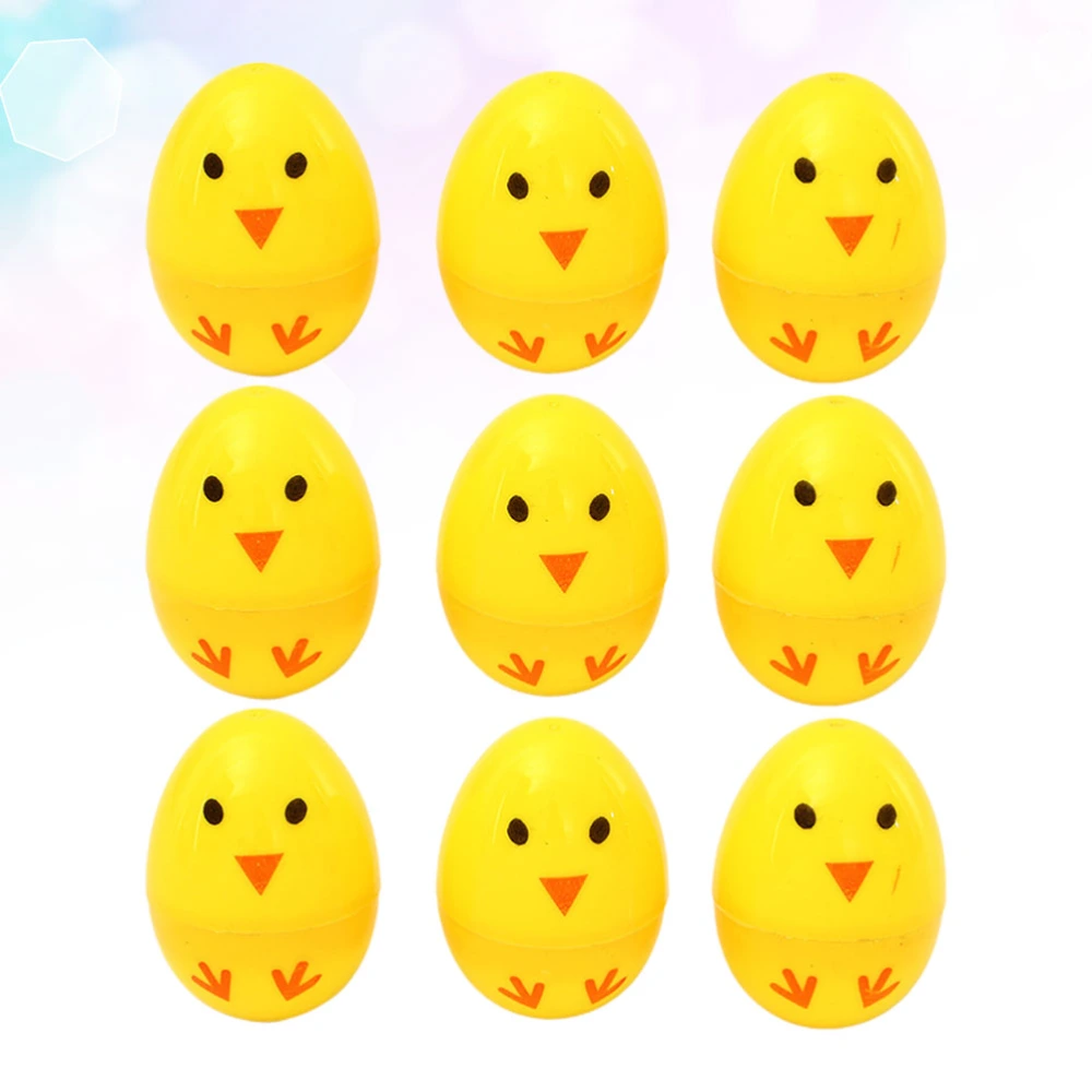 24pcs Chick Printing Egg Simulate Plastic Eggshell Kids DIY Egg Party Supplies Layout Props for Easter Party Lottery