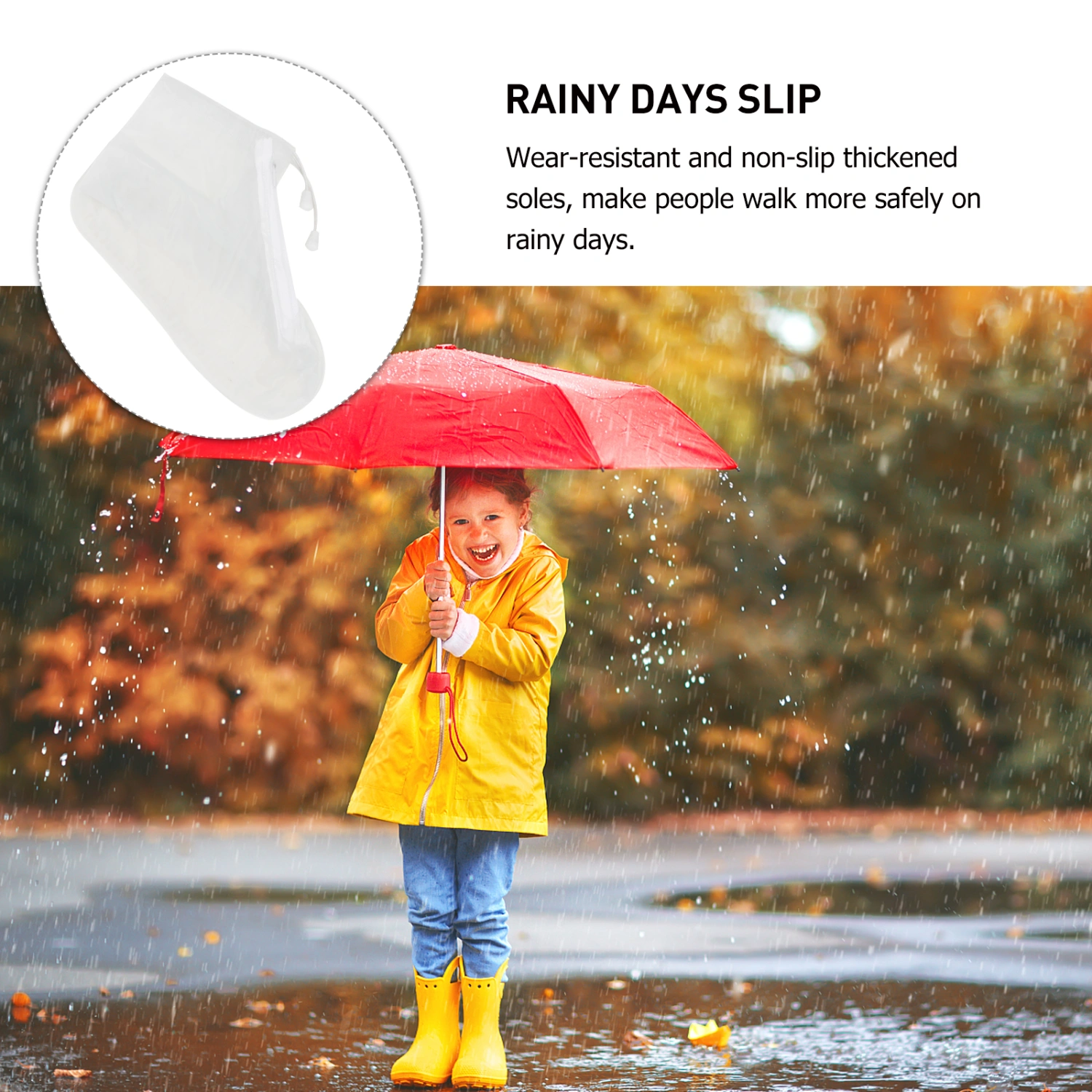 1Pair Non-skid Thicken Shoes Cover Outdoor Waterproof Rainproof Overshoes White