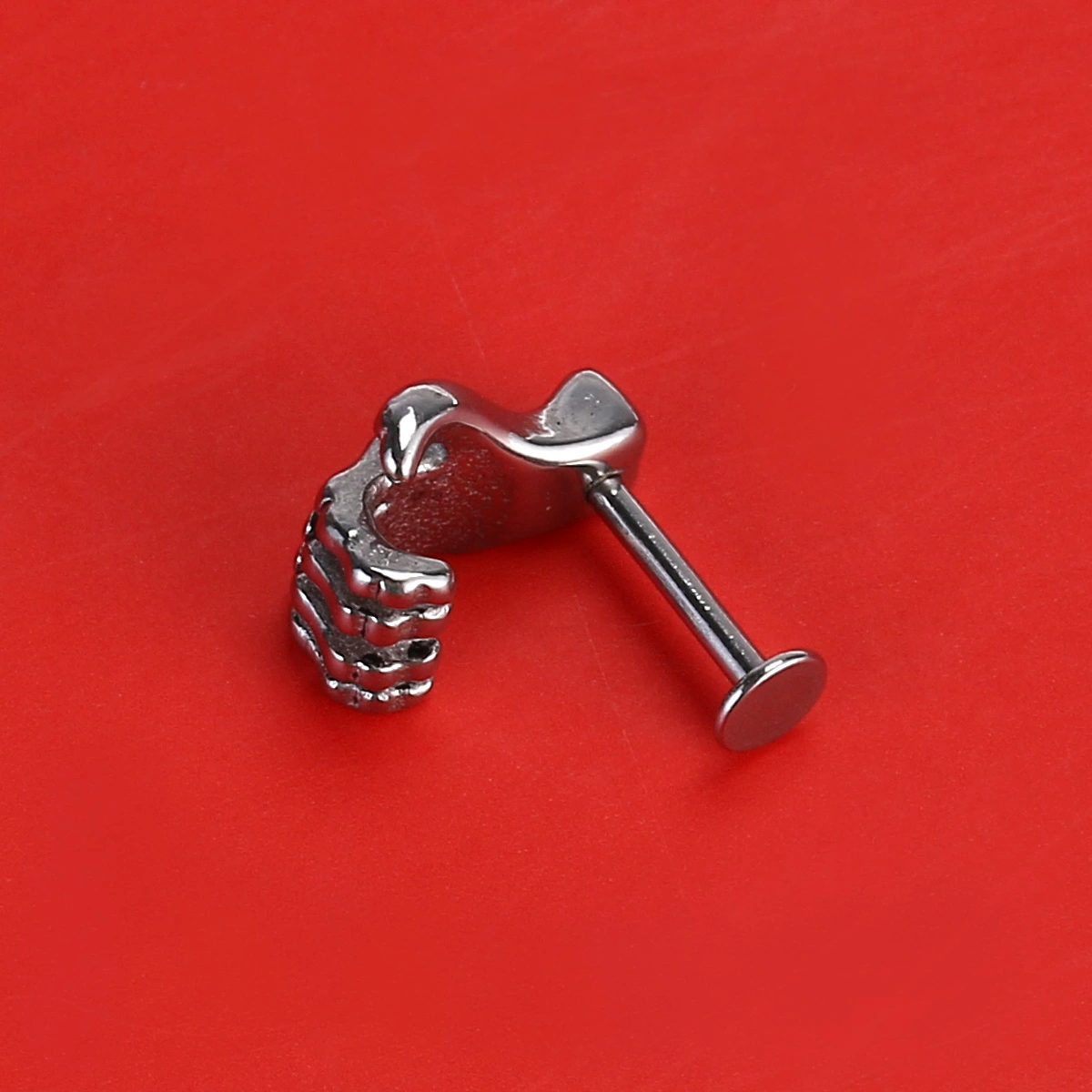 Skeleton Hand Lip Studs Hip-Pop Style Lip Piercing Studs Ring for Decoration