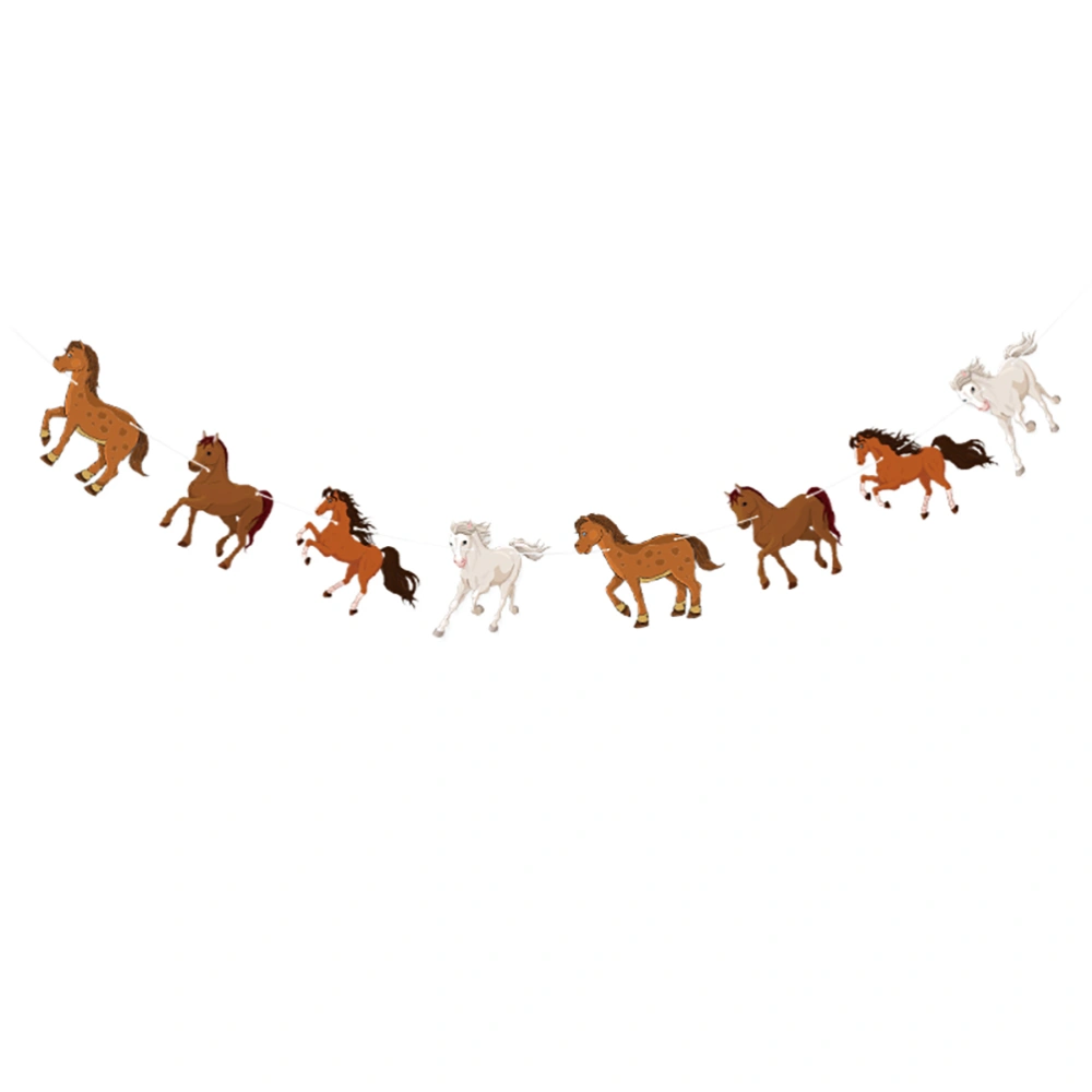 1pc Paper Banner Lovely Horse Design Hanging Banner Household Wall Decoration