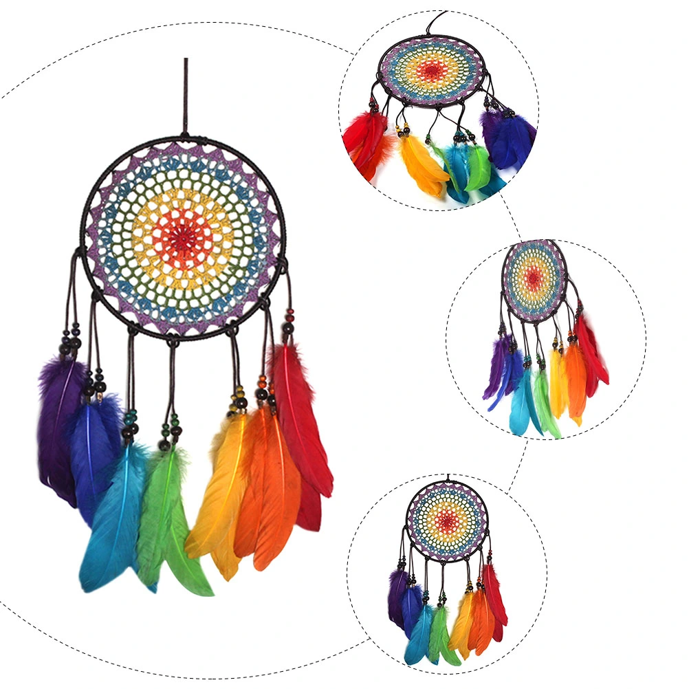 1pc Colorful Dream Catcher Lovely Feather Dream Catcher Wall Hanging Ornament