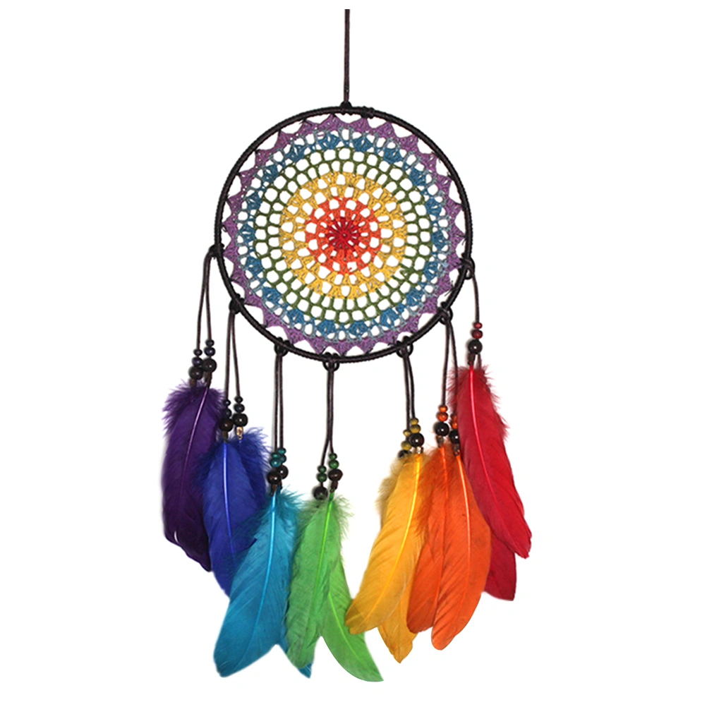 1pc Colorful Dream Catcher Lovely Feather Dream Catcher Wall Hanging Ornament