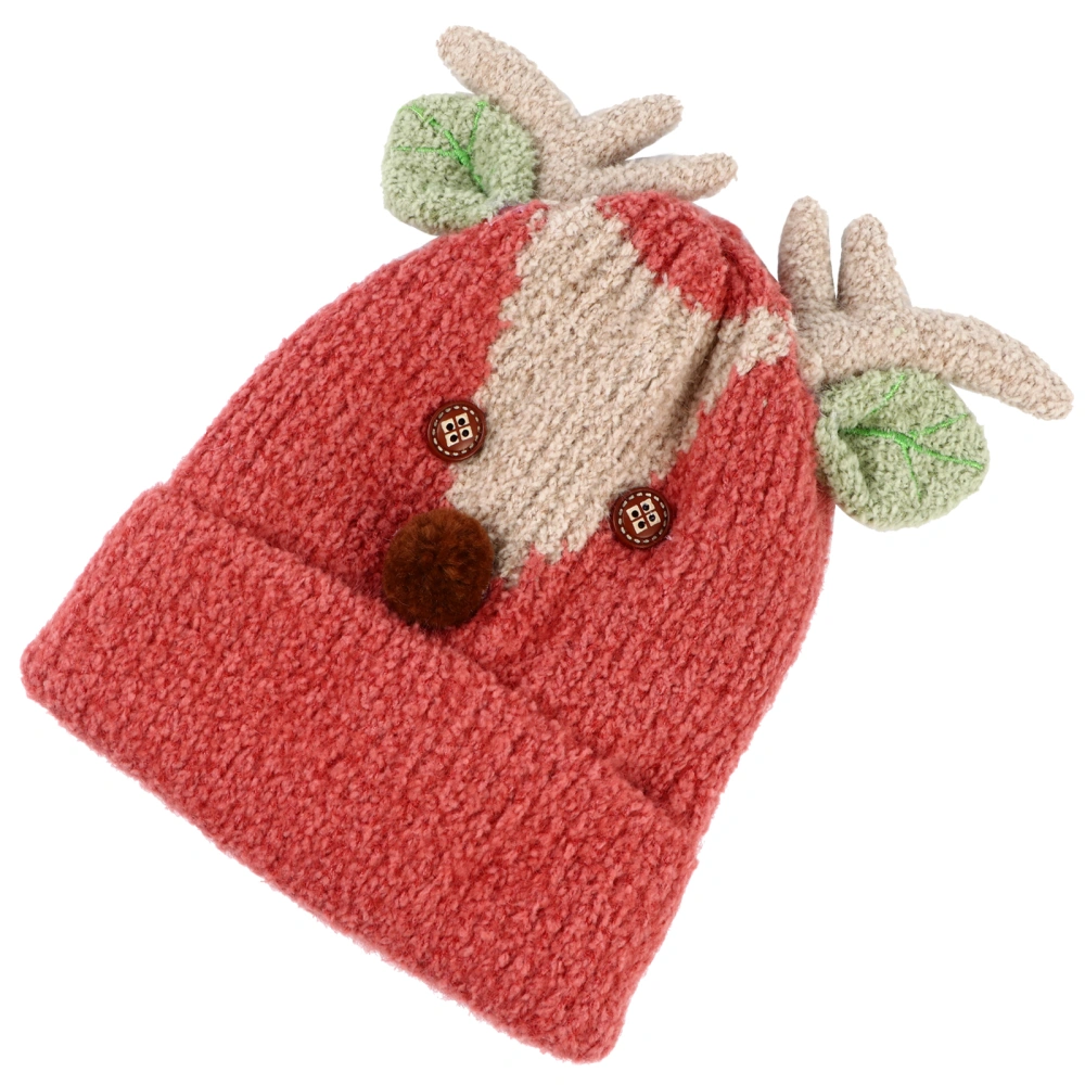 1Pc Winter Baby Knitted Hat Christmas Reindeer Headgear Adorable Warm Kids