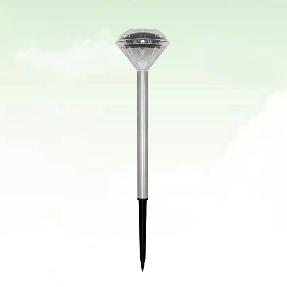 Solar Powered LED Light Diamond Shaped Solar Waterproof Standing Panel Landscape Lights for Pathway Landscape Garden Outdoor Patio Yard - Random Light Corlor(Silver)
