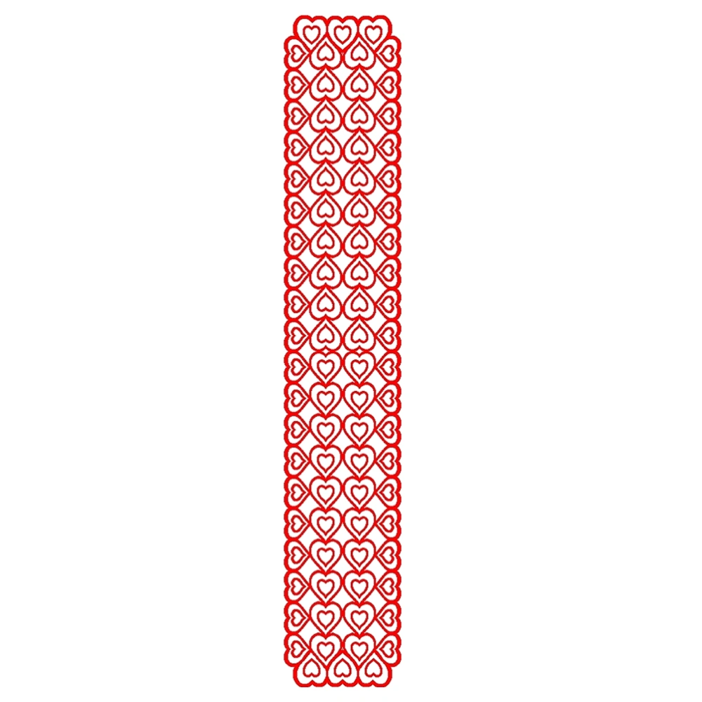 Valentine's Day Lace Table Runner Red Heart Shape Pattern Design Tablecloth Table Flag Table Cover (183x35cm)