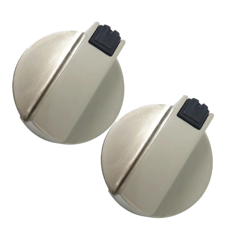 2pcs Universal Silver Gas Stove Knobs Cooker Oven Control Switch Zinc Alloy Rotary Switch Control Knobs Replacement Accessories (8mm 45 Degree)