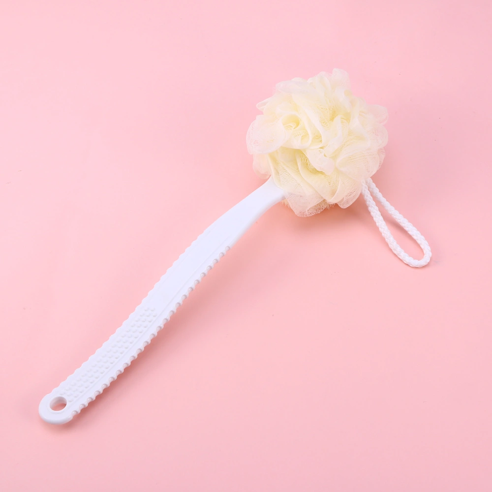 Long Handle Bath Brush Double-Sided Massage Bath Brush Back Scrubber With String Body Brush (White)