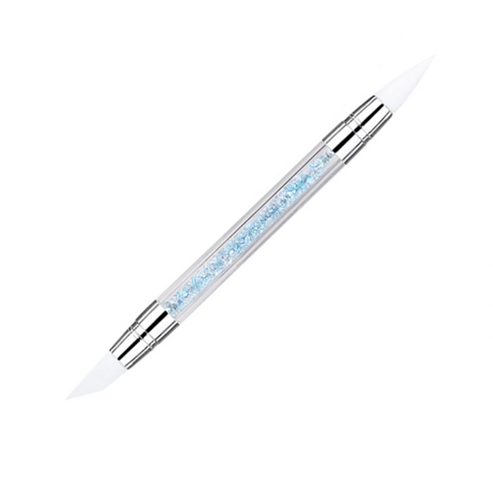 Nail Art Carving Pen Brushes Sculpture Silicone Head Acrylic Handle Salon Tool Set (Sky Blue)