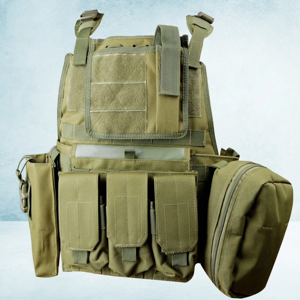 Classic Molle Chest Vest Airsoft Multi-function Vest Fighting Load Carrier Vest Apron Vest for CS Game Paintball Outdoor Sports (Green Style)