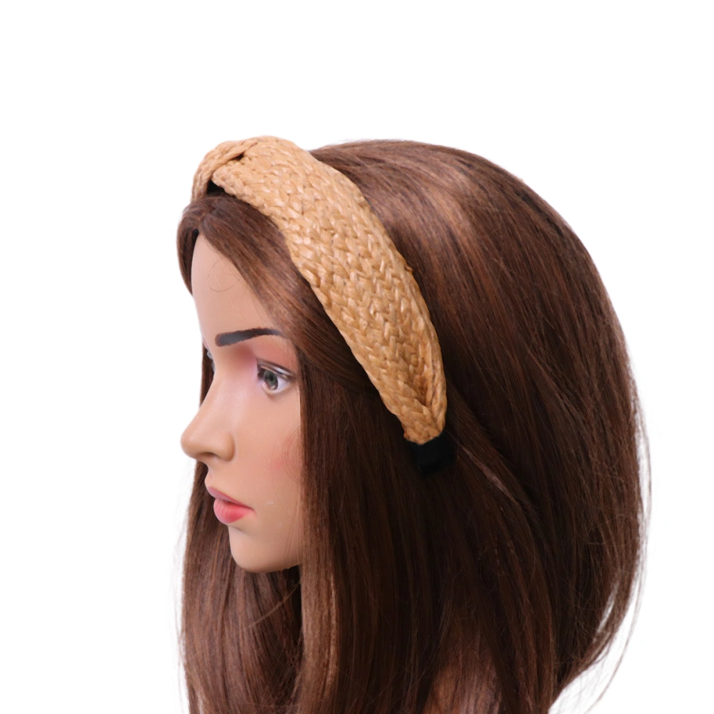 Woven Headband Simple Hair Hoops Knit Knotted Hair Band Hair Loop Hair Accessories for Ladies Women Girls Straw Cross Style