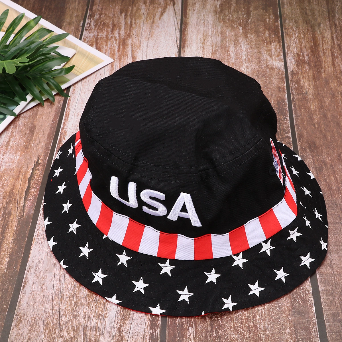 Outdoor Bucket Hat Outdoor Travel Printing Sunshade Hat for Woman Man (Black)