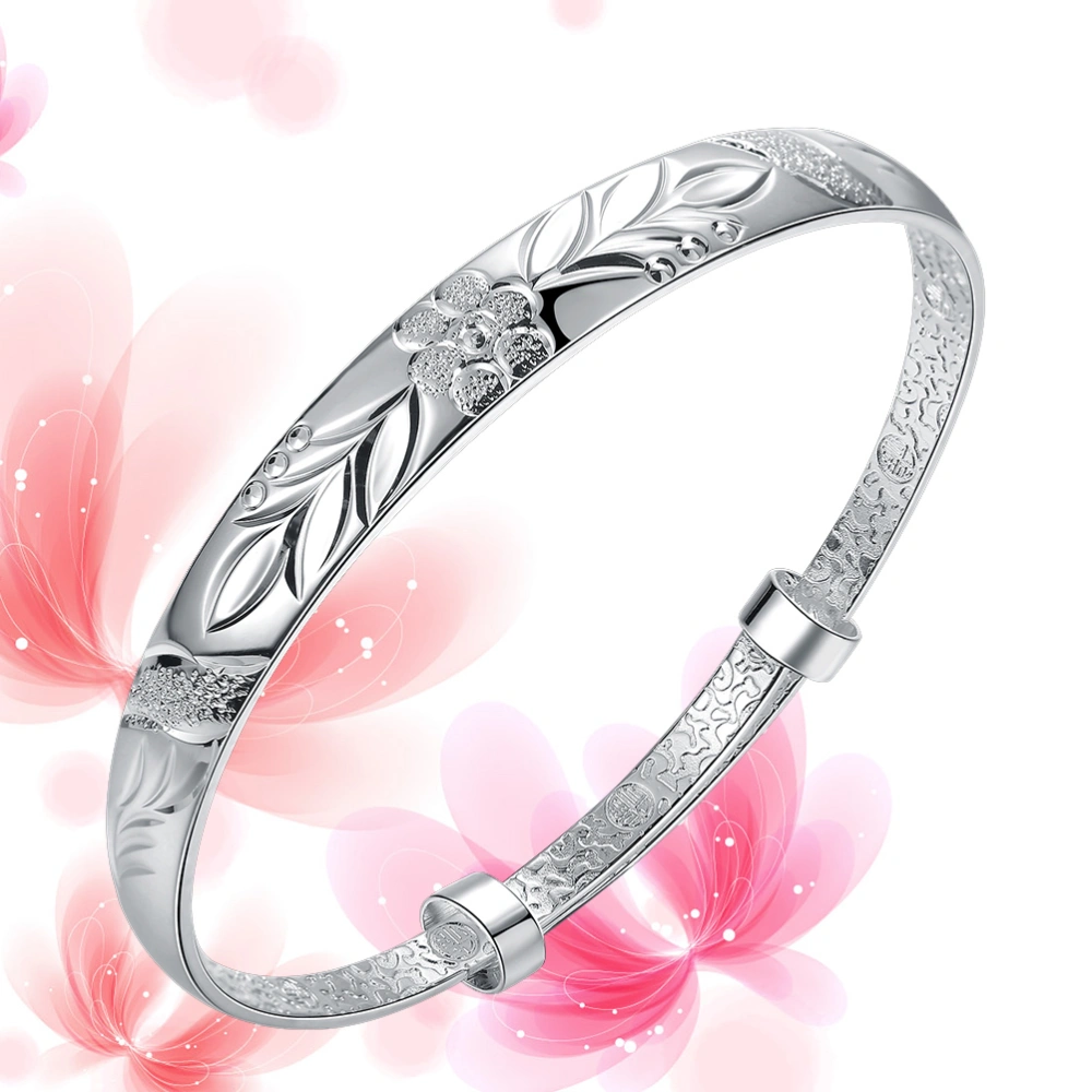 Retro Silver Classic Fashion Bracelet Exquisite Flower Bracelet Jewelry Accessories for Women Girls