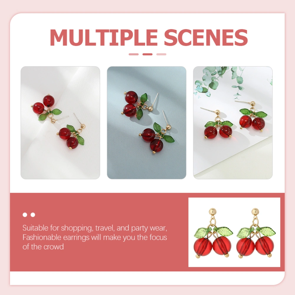 1 Pair Cherry Earrings Fruits Earrings Drop Earrings Earrings Jewelry for Women Girls