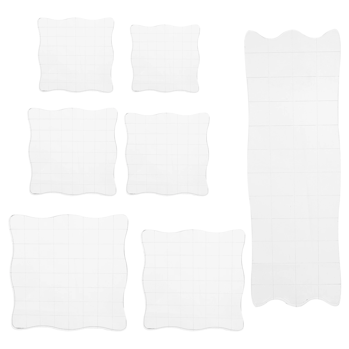 7pcs Stamp Blocks Acrylic Clear Stamping Blocks Tools with Grid Lines
