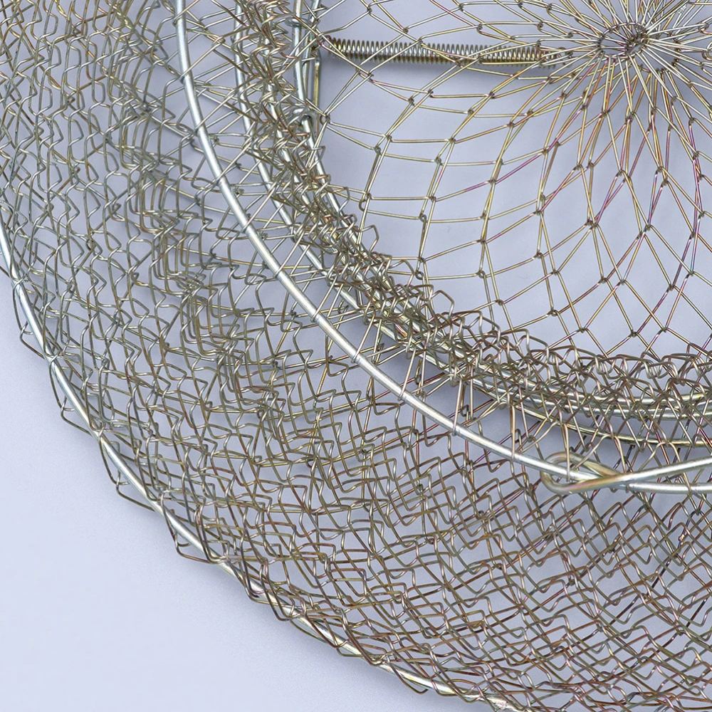 72CM Zinc Plating Iron Wire Mesh Hole Folding Crab Lobster Net Fishing Net Fishing Accessories for Indoor Outdoor