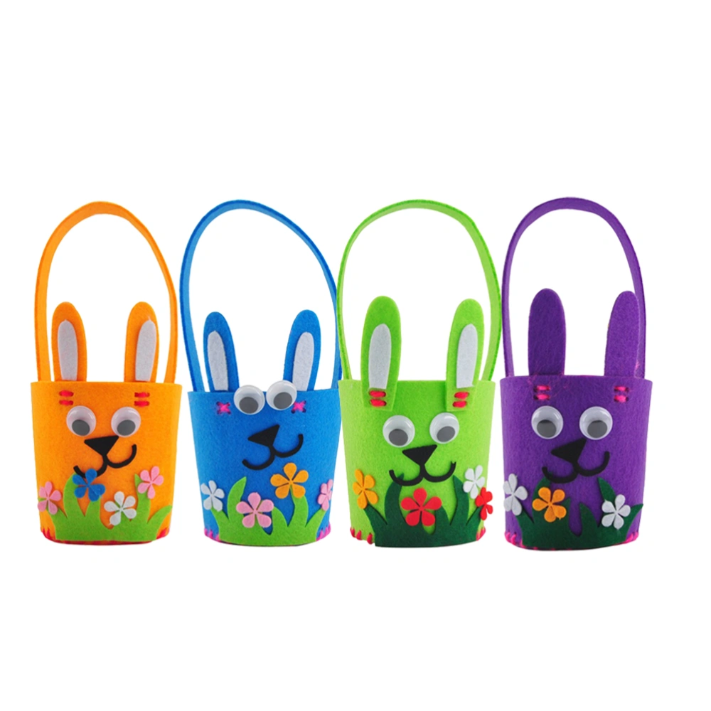 4PCS Easter DIY Material Kit Creative Handmade DIY Material Kit Cartoon DIY Flower Basket Easter Egg Material Kit for Kids Kindergarten ry Use Blue+Green+Purple+Orange