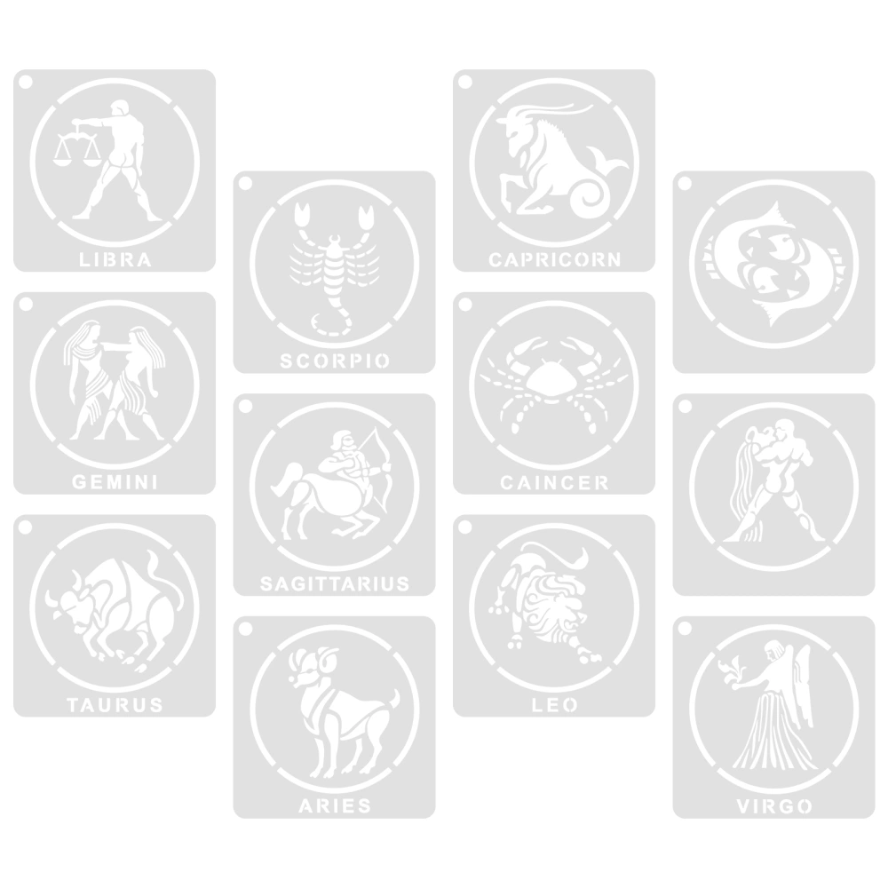 12pcs DIY Constellation Template Painting Stencil Craft Drawing Template