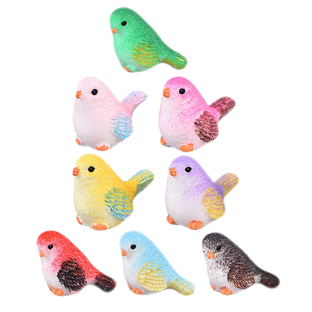 8pcs Garden Adornment Bird Shape Decoration Delicate Desktop Handicraft Ornament