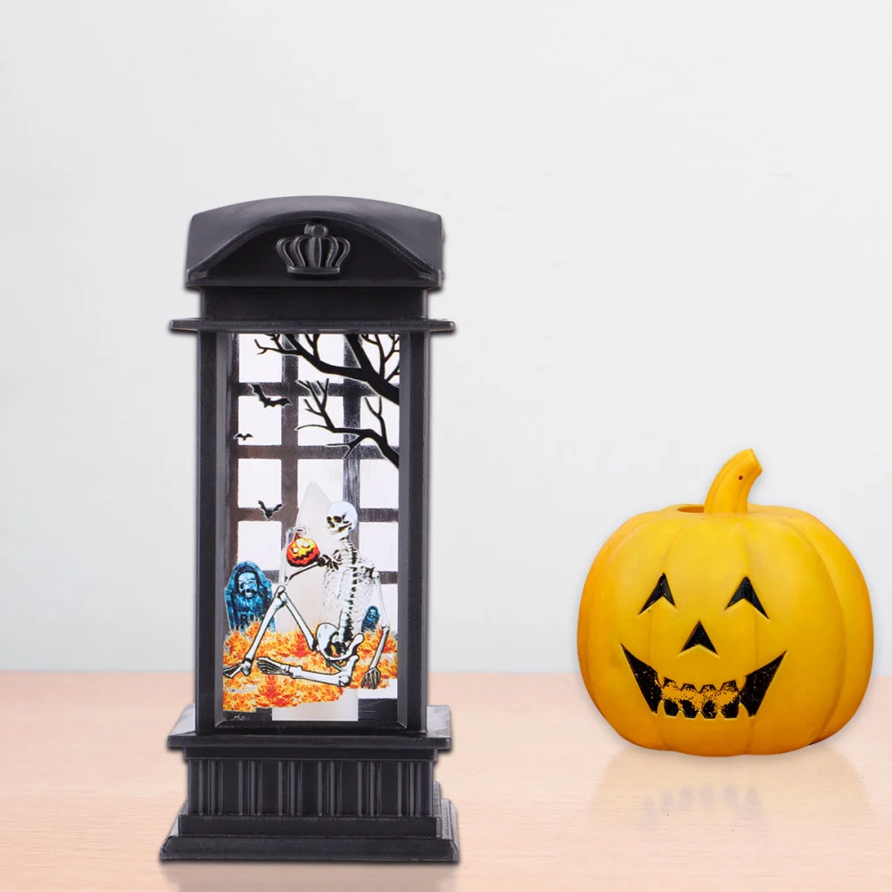 1pc Night Lamp Halloween Themed Pattern Wind Lamp Decorative Lantern Home Party Ornament (Skeleton Pattern)