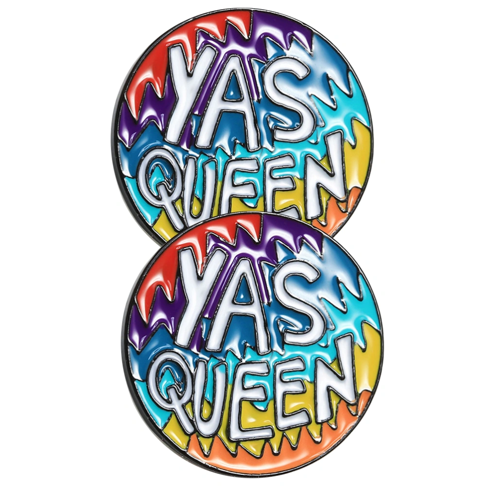 2Pcs Personality YES QUEEN Brooch Alloy Drip Oil Brooch Cartoon Drip Oil Brooch Unisex Travel Style Breastpin（Colorful）