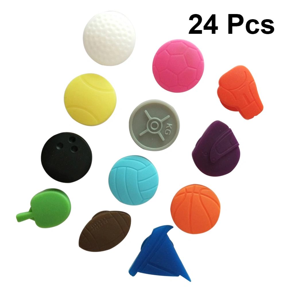 24pcs Sports Series Wine Glass Mark Silicone Sucker Wine Glass Recognizer Cup Distinguisher for Home Party (Mixed Style)