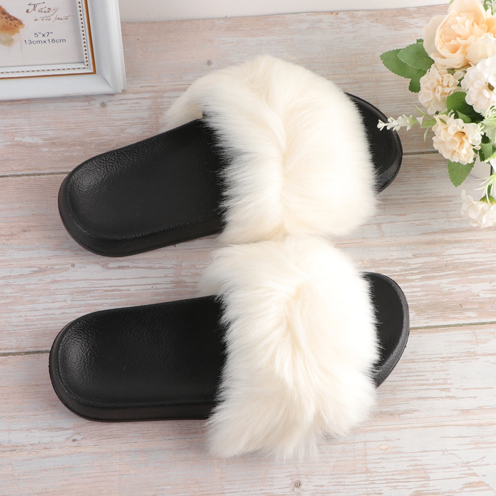 1Pair of Slippers  Winter Indoor Slippers for Women Girls Ladies Size 7.5US,5UK，38.5EU,9.6285Inch (Beige)