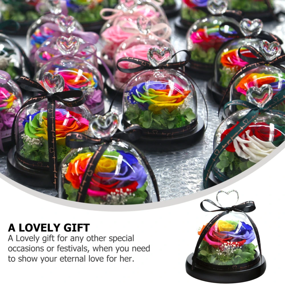 Romantic Preserved Flower Rose in Glass Dome Gift Box Valentine's Day Gift