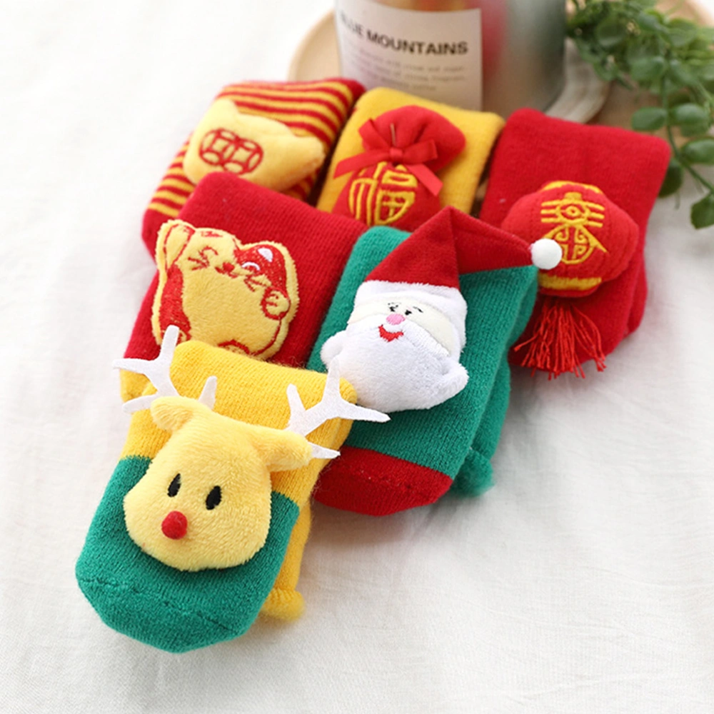 1 Pair Cotton Christmas Socks Autumn Winter Thickened Warm Stockings Santa Claus Pattern Socks for Children Kids