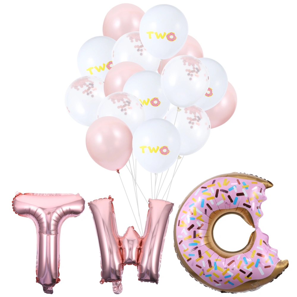 1 Set 2nd Birthday Balloons Confetti Balloons Donut Balloons Number 2 Balloons