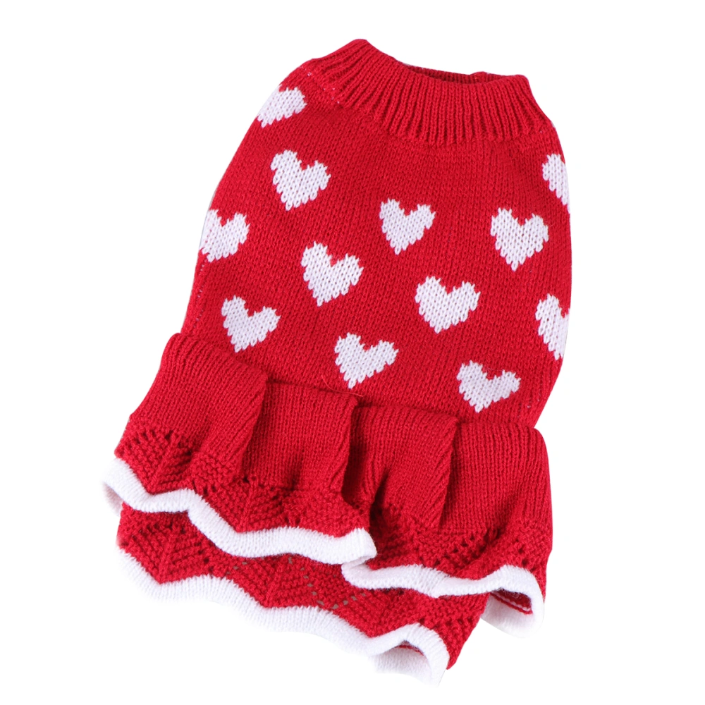 Dog Heart Christmas Skirt Adorable New Year Pet Clothes Dog Sweater Dress Pet Supplies (Size M)