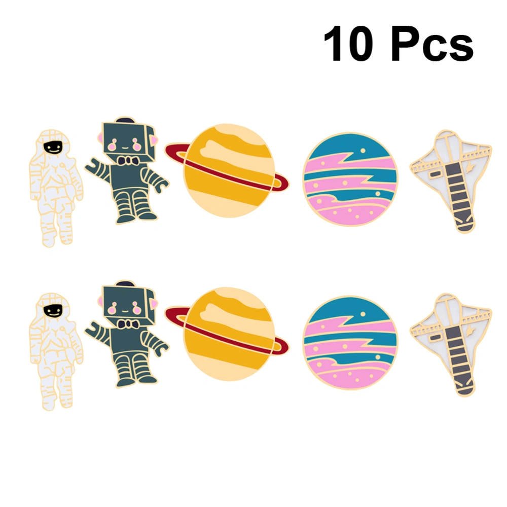 10pcs Brooches Planetary Astronaut Robot Alloy Lapel Clothes Badges Collar Corsage