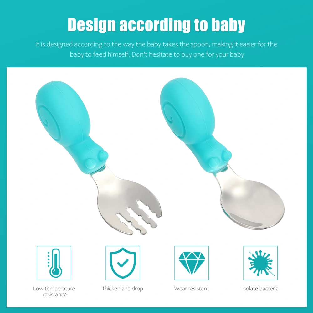 1 Set Lovely Baby Feeding Fork Short Handle Baby Spoon Kids Training Tableware