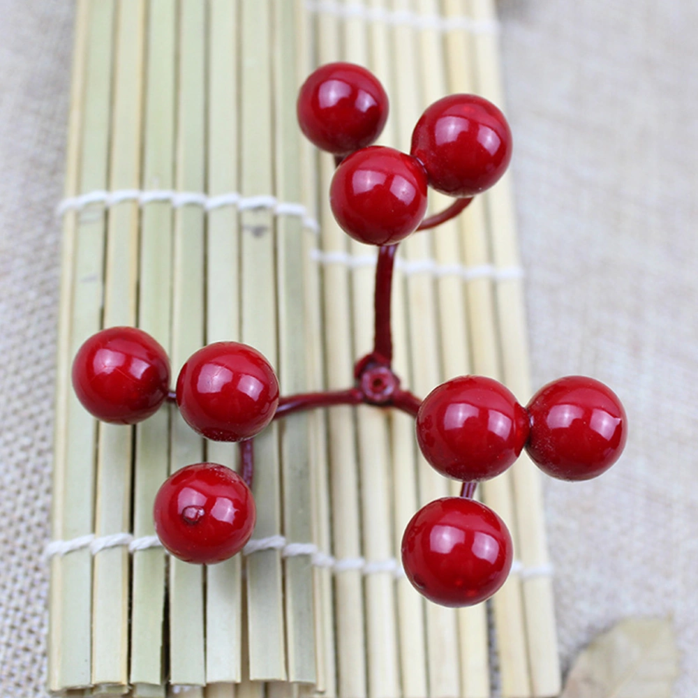 20pcs Christmas Berry Red Fruit Berry Bean Bouquet Branch Simulation Flower