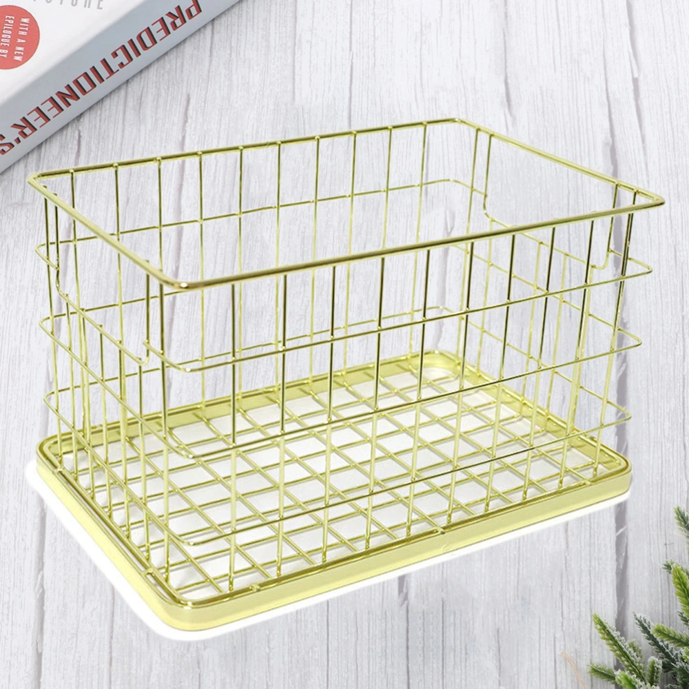 Golden High Fashion Storage Basket Iron Basket Multifunctional Organizer Creative Desktop Storage Container