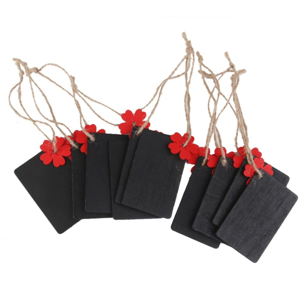 10pcs Mini Rectangular Hanging Wooden Blackboard Gift Price Tags (Red Flower)