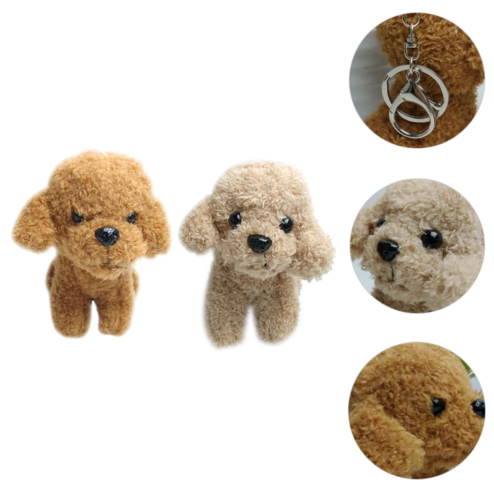 2Pcs Cartoon Plush Dog Shaped Pendant Key Chain Key Ring for Women Teens Girls