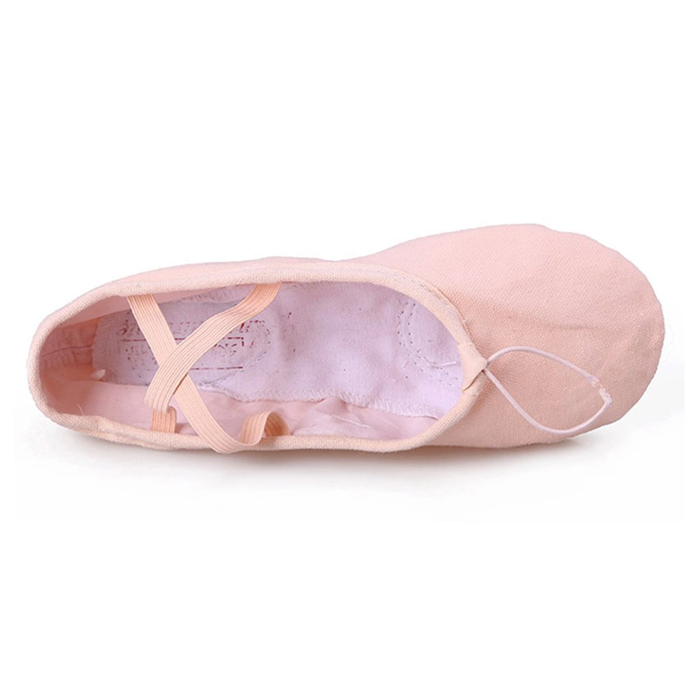 Kids Baby Girls Classic Canvas Split-sole Ballet Slippers Dance Gymnastics Yoga Shoes Flats - Size 26 (Flesh Pink)