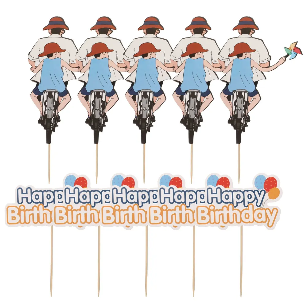 40pcs Father's Day Creative Cake Picks Cupcake Toppers Cupcake Ornaments