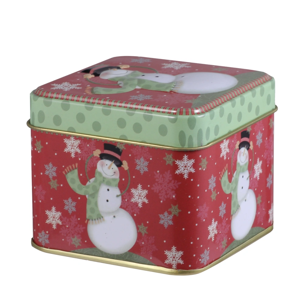 Christmas Themed Candy Box Square Tinplate Gift Boxes Tin Case Party Supplies (Random Pattern)