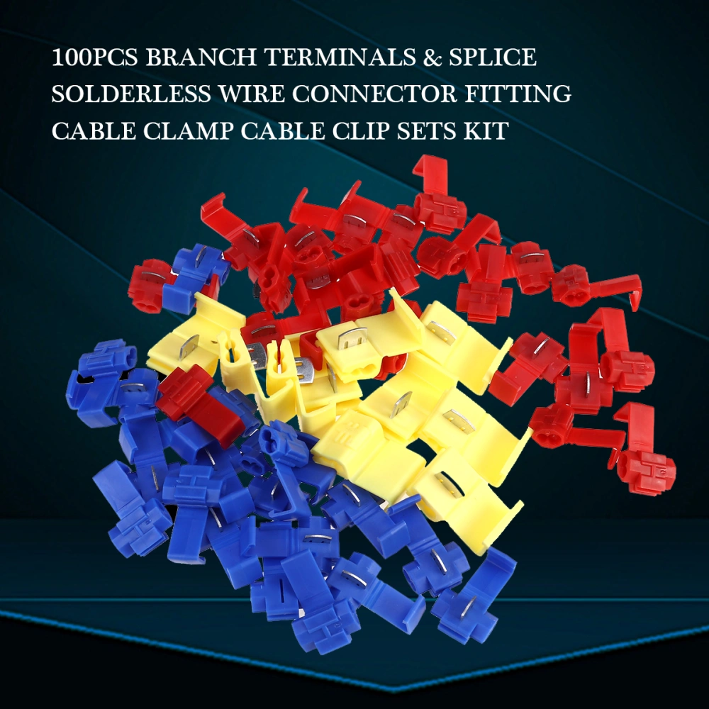 100pcs Branch Terminals & Splice Solderless Wire Connector Fitting Cable Clamp Cable Clip Sets Kit